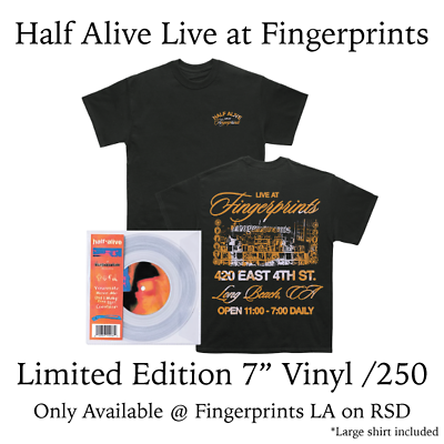 #ad Half Alive Live at Fingerprints 7quot; Vinyl LTD 250 RSD Large Shirt Preorder $125.00
