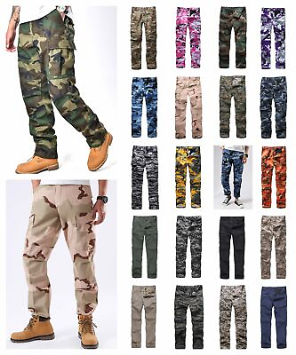 #ad Mens Casual Camo Cargo Pants Trousers Military Combat Army Tactical BDU Pants $38.99