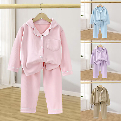 #ad Toddler Boys Girls Winter Long Sleeve Solid Color Tops Pants 2PCS Outfits $30.51
