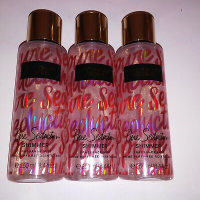 #ad Set of 3 Victoria Secret Shimmer Fragrance Mist Pure Seduction 8.4 oz Each New $47.24