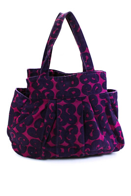 #ad Marimekko Womens Purple Canvas Printed Shoulder Tote Bag Handbag $85.39