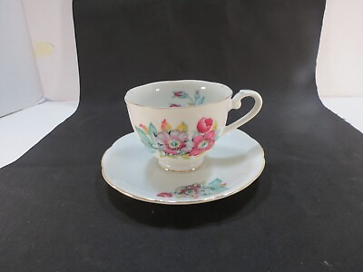 #ad Bone China Tea Cup Saucer Dog Wood Flower Mint Item Made In Japan Full Size $18.00