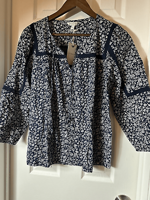 #ad LUCKY BRAND bohemian peasant tunic top floral NWT M $26.00