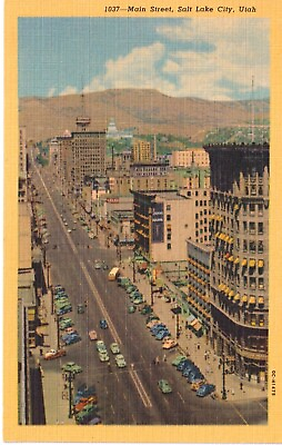 #ad Postcard Main Street Salt Lake City Utah UT Autos Birds Eye View Vintage $4.95