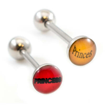 #ad Surgical Steel Tongue Ring Straight Barbell 14 Gauge amp; Princess Logo $14.50