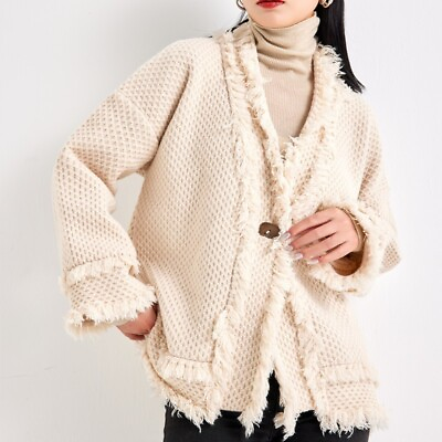 #ad Womens Sweater V Neck Cardigan Korean Tassel Loose Baggy Knitted Fashion Jumper $60.96