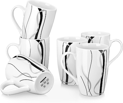 #ad VEWEET Coffee Mug Set of 6 16 OZ Large Cups White FIONA PLUS 16 OZ $54.64