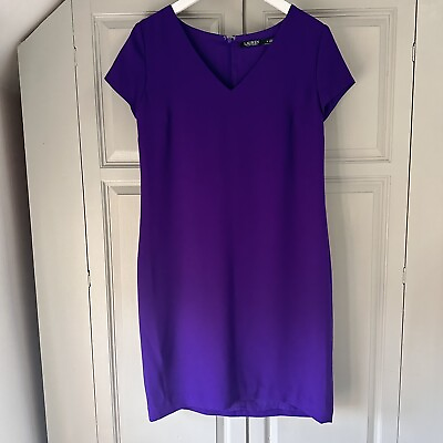 #ad Lauren Ralph Lauren Alkas Dress UK8 RRP £155 Purple Oversize Party Occasion GBP 10.00