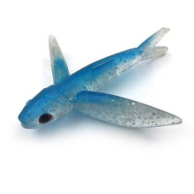 #ad 3 pc Flying Fish 4quot; Yummy Flyer Blue Silver MahiTunaMarlin ONO Lure Rig Bait $11.25