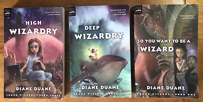 #ad LOT OF 3 Diane Duane 1 3 Wizard Series High Deep WIZARDRY Be A Wizard $11.99