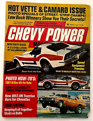 #ad April 1975 Chevy Power Magazine: Hot Vette amp; Camaro Issue Speed Equip. Issue $4.95