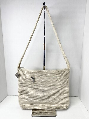 #ad The Sak Cream Crochet Woven Knit Shoulder Bag Purse Zip Closure Medium $21.00