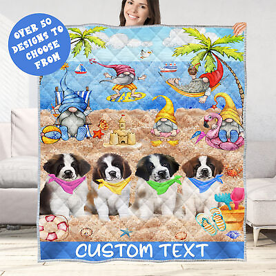 #ad Saint Bernard Quilt Dog Bedding Personalized Bed Gift Many Designs NWT $54.99