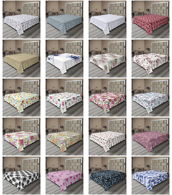 #ad Ambesonne Floral Pattern Flat Sheet Top Sheet Decorative Bedding 6 Sizes $29.99