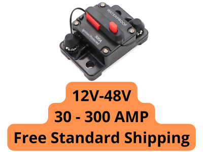 #ad 30A 300A Amp Waterproof Circuit Breaker Auto Marine Solar 12 48V DC Manual Reset $11.99
