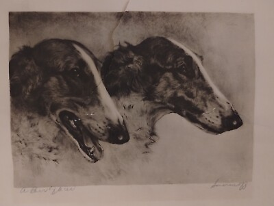 #ad Art Print quot;A Pair Of Acesquot; 2 Dogs. Vintage $35.00