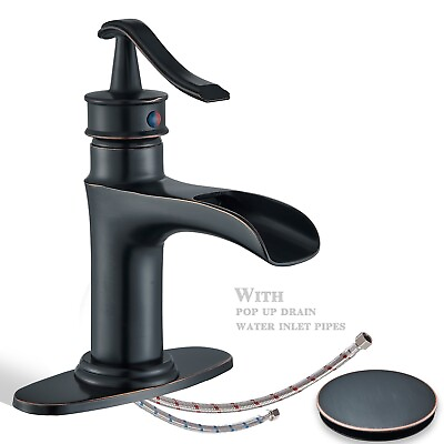 #ad Oil Rubbed Bronze Bathroom Sink Faucet 1Hole Vanity Basin Mixer Tap Pop up Drain $49.00