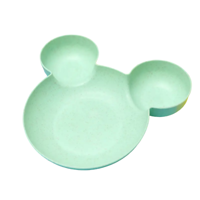 #ad 1pc Cartoon Mouse Shaped Divided Plastic Dinner Plate New Green $12.99