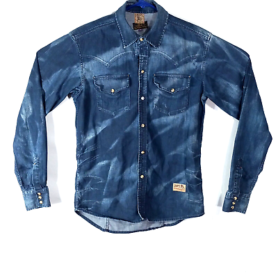 #ad PRPS Goods and Company Denim Shirt Pearl Snap Button Up Men Small Western Wear $33.94