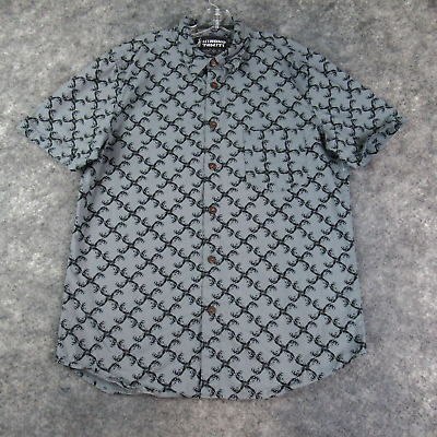 #ad Hinano Tahiti Shirt Mens Large Blue Gray Geometric Short Sleeve Button Up Casual $21.95