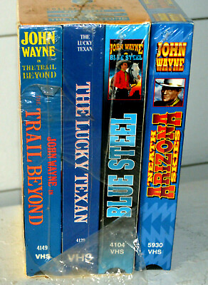 #ad JOHN WAYNE VHS MOVIES Lot 4 quot;Neath Arizona Skies Lucky Texan Blue Steel SEALED $16.50