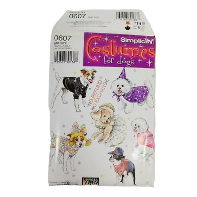 #ad Simplicity 0607 Costumes For Dogs Sewing Pattern One Size Wizard Princess Cowboy C $16.07