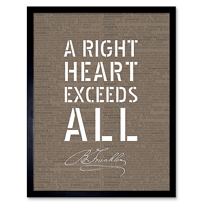 #ad Dictionary Page Quote Benjamin Franklin Right Heart Wall Art Print Framed 12x16 $34.99