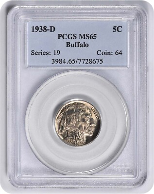 #ad #ad 1938 D Buffalo Nickel MS65 PCGS $54.00