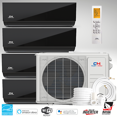#ad 36000 BTU MidNight Four 4 Zone Mini Split Heat Pump Air Conditioner 4x 9000 $3586.00