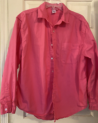 #ad Fresh Produce Mens Button Down Shirt Pink Cotton Casual Size Large Spring Pastel $15.99