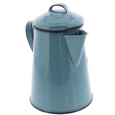 #ad CINSA ENAMELWARE 32620 COFFEE POT 6 CUPS HOT WATER FOR COFFEE AND TEA TURQUOISE $19.99