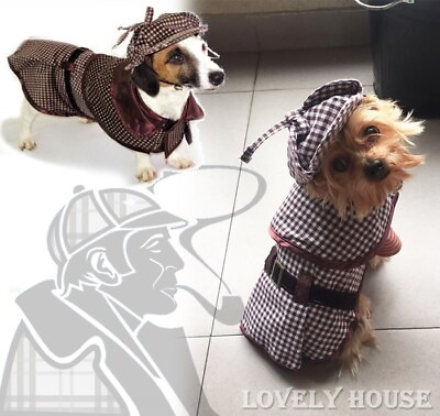 #ad Pet Costumes Dog Cat Sherlock Hound Outfit Clothes Clothing Xmas Fancy Dress up $9.99