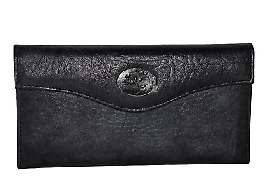 #ad Vintage Buxton Black Leather Organizer Clutch Long Wallet 7.5quot;W x 3.75quot; H New $21.95