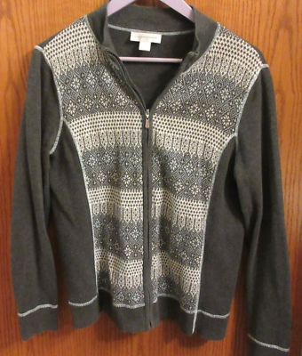 #ad Christopher and Banks Womens Sweater Size XL Cardigan Blue Gray Full Zip $9.95