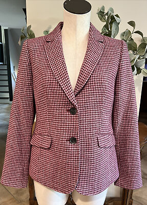 #ad talbots women’s 4 pink herringbone wool blend classic blazer Jacket $39.99