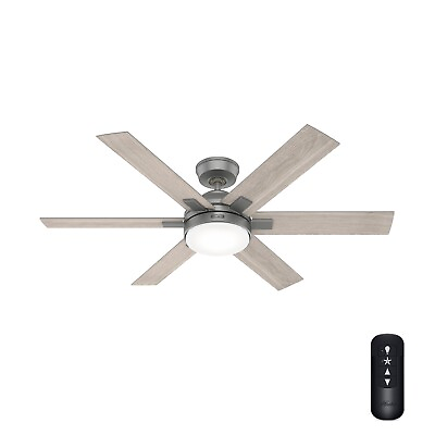 #ad Hunter Fan 52 inch Matte Silver Casual Indoor Ceiling Fan with Remote and Light $98.24
