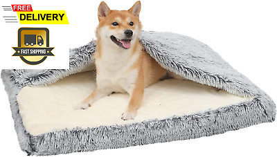 #ad Dog Bed with Blanket Attached33.5*27.6#x27;#x27; Rectangle Dog Cave Bed with Cover $49.48