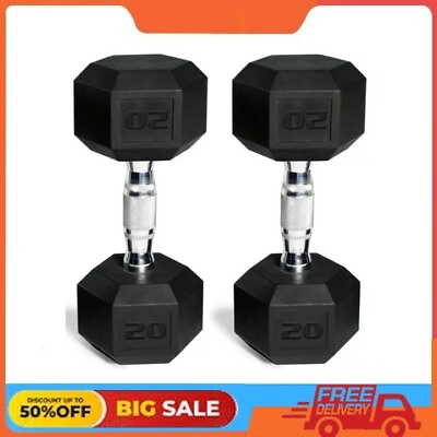 #ad CAP Barbell 20lb Coated Rubber Hex Dumbbell Pair $39.18