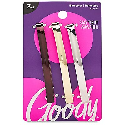 #ad Goody Metal Hair Barrettes Clips 3 Count Assorted Colors Slideproof and ... $5.95