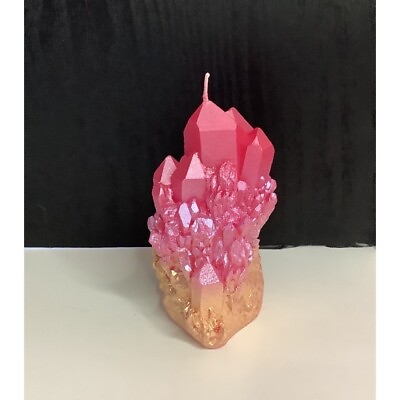 #ad NEW Pink amp; Gold Quartz Formation Shaped Candle $21.00