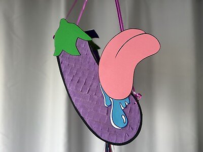 #ad Eggplant Tongue Naughty Emoticon Piñata $100.00