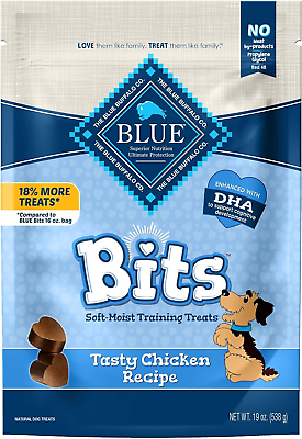 #ad BLUE Bits Natural Soft Moist Training Dog Treats Chicken Recipe 19 Oz Bag $17.63