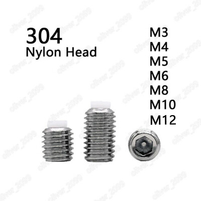 304 Stainless Steel Hexagon Socket Set Screw With Nylon Dog Point M3 M4 M5 M12 $7.96