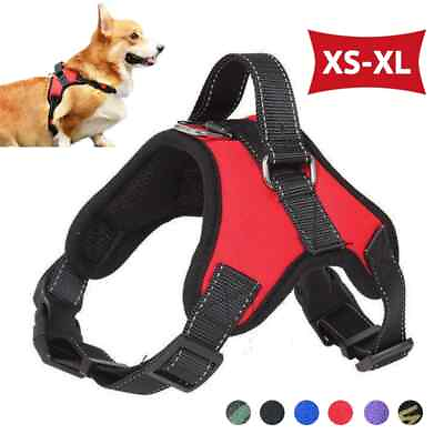 #ad Saddle Dog Harness Reflective Adjustable Pet Harness No Pull Walking Training $9.02
