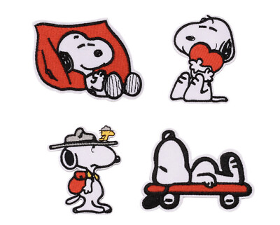 4 Pcs Beagle Cute Dog Snoopy Peanuts Embroidery Iron on Sew On Patch 3x2.25inch $9.99