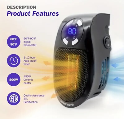 #ad Small Portable Plug in Electric Handy Wall Space Toasty Heater Thermostat Heater $19.96