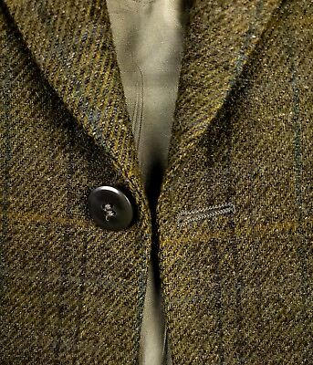 #ad Joseph Hoyle British Tweed 42S Green Plaid Sport Coat VTG $75.00