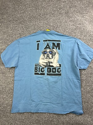 #ad Vintage 2000 BIG DOGS T Shirt Men#x27;s Blue Double Sided #x27;I Am The Big Dog#x27; $12.00
