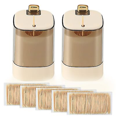 #ad 2 Pcs Toothpick Holder Dispensers Automatic Toothpicks Container Toothpicks... $20.61
