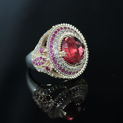 #ad TURKISH HANDMADE RUBY STERLING SILVER 925K RING SIZE 7 10 $34.00